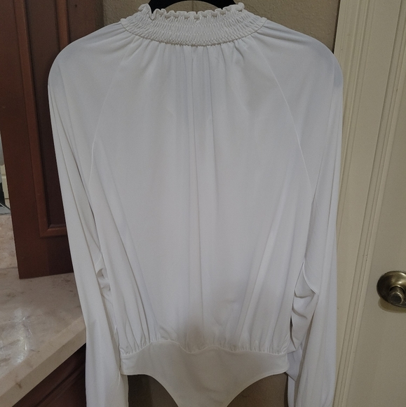 Express Tops - White Blouse Bodysuit